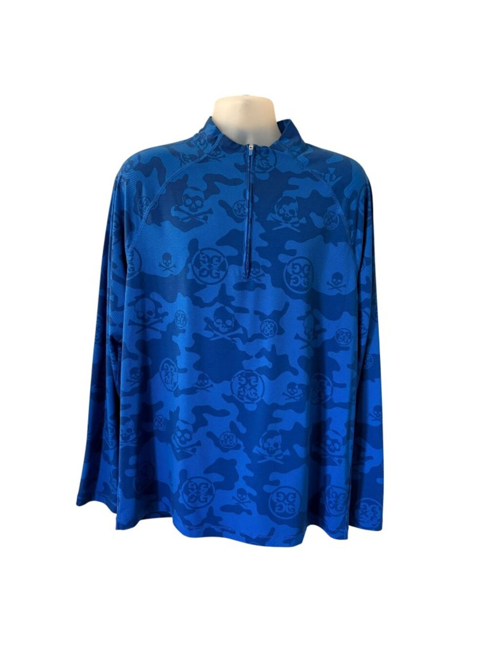 G/FORE Mens XLARGE Quarter Zip Camo Pullover Golf Exploded Icon Luxe Skull